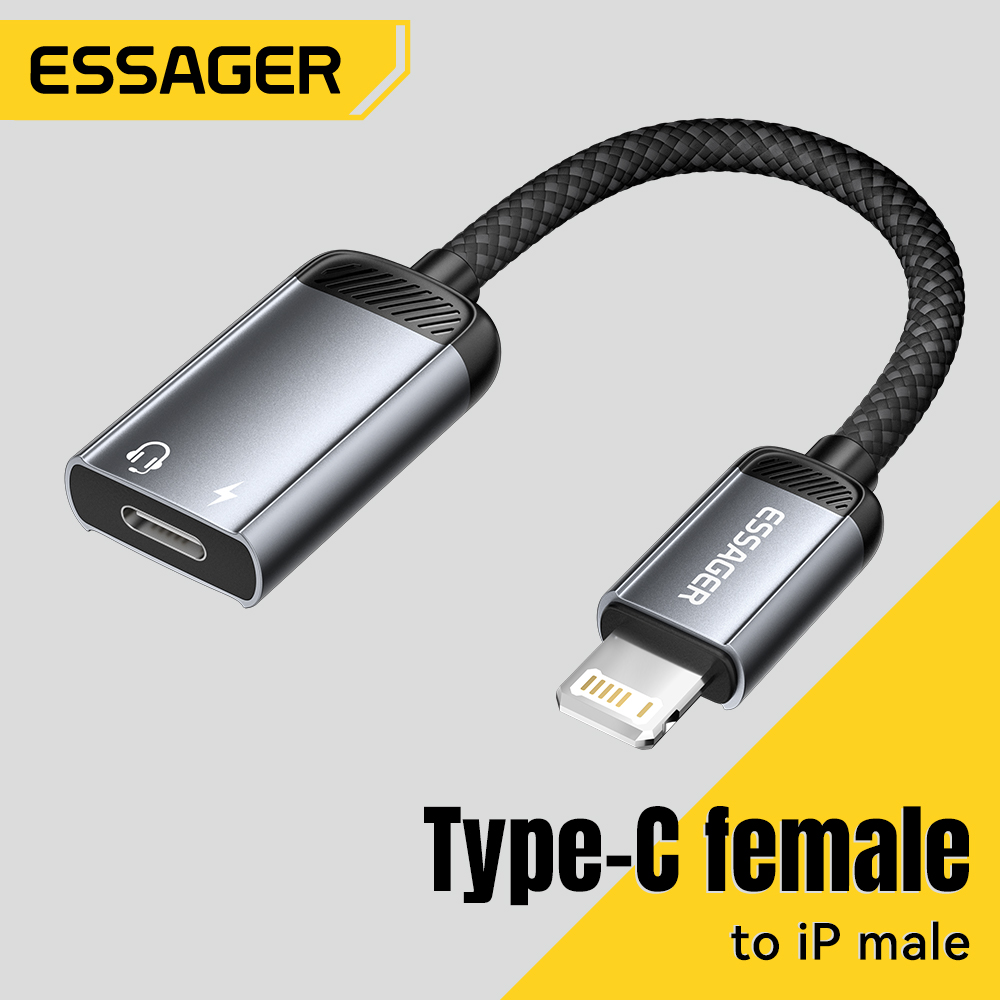 Wired Earphone Lightning - Essager Tip-C Ses Adaptör Kablosu Tip-C